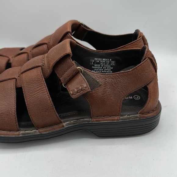 Rockport men’s brown leather fisherman sandals, size 9 main image 6